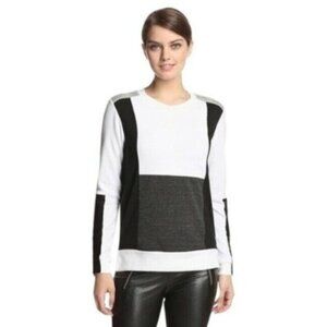 ATKO | Black & White Color Block Sweatshirt with Zippers Size Large